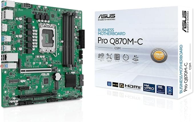 ASUS PRO Q870M-C-CSM Intel Q870 LGA1851 DDR5 6400 2xDP HDMI Çift M2 USB3.2 TPM mATX Intel Vpro desteği. Asus Control Center Express