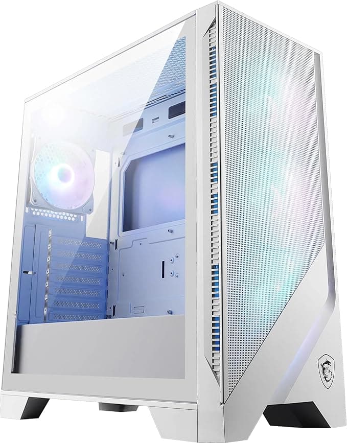 MSI MAG Forge 320R Airflow White Mid-Tower Bilgisayar Kasası - ATX Kapasitesi, RTX 40 GPU Desteği, ARGB Fan, Manyetik Toz Filtresi, Sertleştirilmiş Cam, 1-6 ARGB Hub, USB 3.2 Generation 1 Tip A