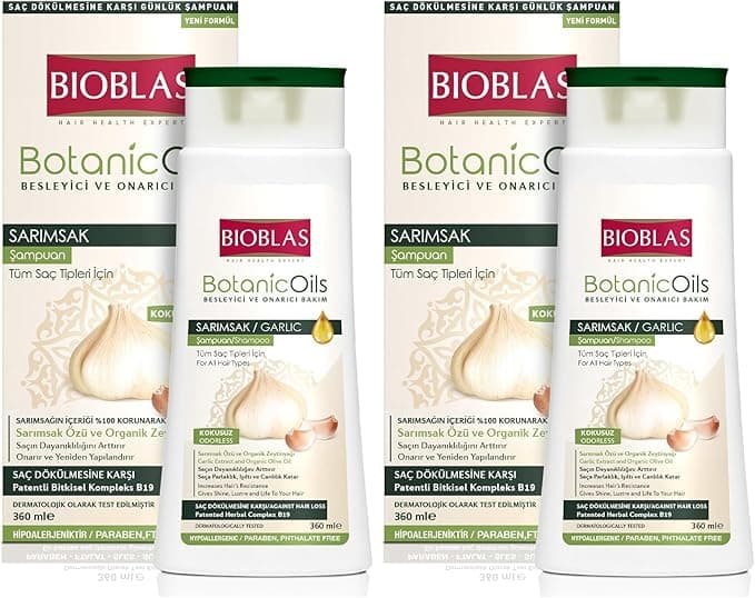 BIOBLAS Botanic Oils Saç Dökülmesine Karşı Sarımsak Özlü Şampuan (360 ml) 2li paket