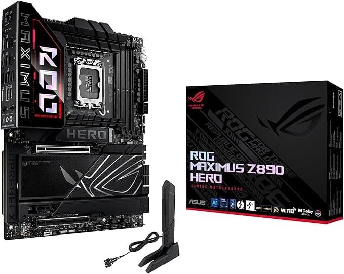 ASUS ROG MAXIMUS Z890 HERO Intel Z890 LGA1851 DDR5 9200 HDMI 2xUSB4 6x M2 USB3.2 WiFi 7 + BT AURA RGB 5Gbit + 2.5Gbit LAN ATX 22+1+2+2 Güç Aşamaları, Anakart