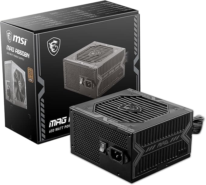 MSI MAG A650BN ATX PC güç kaynağı (650 Watt, modüler değil, 80 Plus Bronz, siyah)