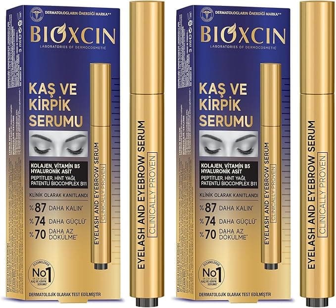 Bioxcin Kaş ve Kirpik Serumu – BioComplex B11, Hyaluronik Asit, Hint Yağı ve Peptit İçerikli – Gürleştirici ve Uzatıcı Etki – 10 ml (2 paketi)