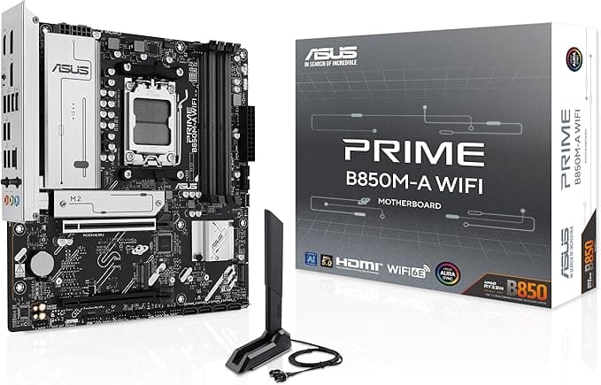 ASUS Prime B850M-A WiFi, AMD mATX ana kart, DDR5 yuvası, PCIe 5.0 Ready, 3 M.2 yuvası, Wi-Fi 6E, Ethernet Realtek 2.5 GB, DisplayPort, HDMI, USB-C ön 5 Gbps, BIOS Flashback, Aura Sync