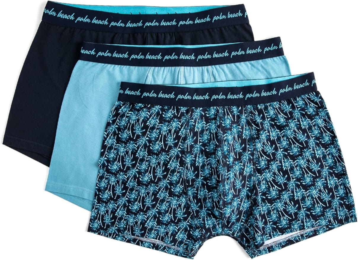 3'lü Boxer Seti Palmiye Baskılı Slogan Detaylı Çok Renkli