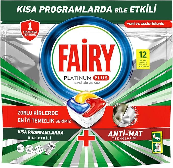 Fairy Original Hepsi Bir Arada Bulaşık Makinesi Tabletleri, Limon, 12 Kapsül