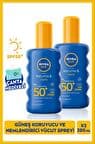 NIVEA SUN Güneş Koruyucu Ve Nemlendirici Vücut Spreyi 200ml, SPF50 UVA UVB Koruması, X2Adet, Çanta Hediye