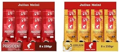 Julius Meinl President Blend Öğütülmüş Filtre Kahve, 250 g x 8 Adet ve Julius Meinl Jubilaum Öğütülmüş Filtre Kahve, 250 g x 8 Adet