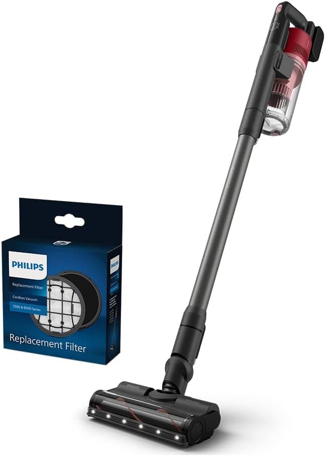 Philips 6000 Serisi Kablosuz Dikey Süpürge, PowerCyclone 11 (XC6552/01) ve Philips Orijinal Yedek Filtre - Kablosuz Süpürge 6000, 7000 ve 8000 Serisi ile Uyumlu (XV1681/01)