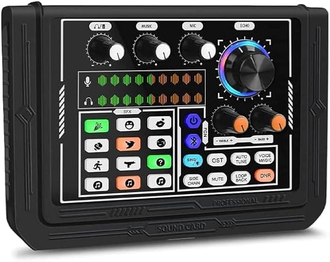 Coverzone Ses Kartı Youtube Kick Podcast ve Yayıncı, Ses Kartı, DJ Mikser, Taşınabilir Podcast Prodüksiyon Stüdyosu, Canlı Yayın, Kayıt, Oyun için Kondenser Ses Kartlı Mikrofon Mikseri P800