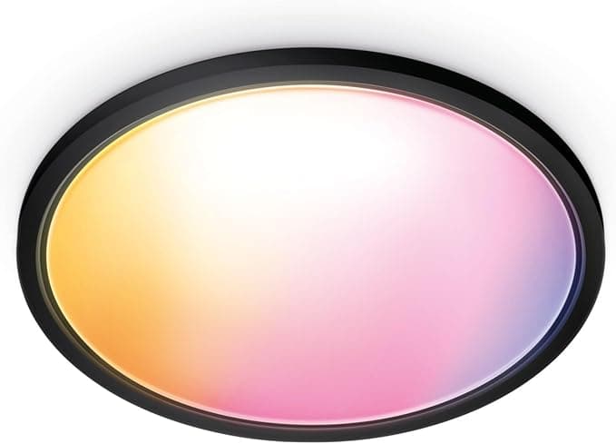 Wiz SuperSlim 22W Siyah Sıva Üstü RGB Akıllı LED Yuvarlak Panel Tavan Armatürü 42 cm çapında 2600 Lumen