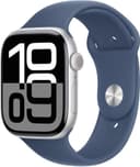 Apple Watch Series 10 GPS 46 mm Gümüş Rengi Kasa Akıllı Saat ve Kot Rengi Spor Kordon - M/L. Fitness Takibi, EKG uygulaması, Hep Açık Retina Ekran, Suya Dayanıklı Tasarım