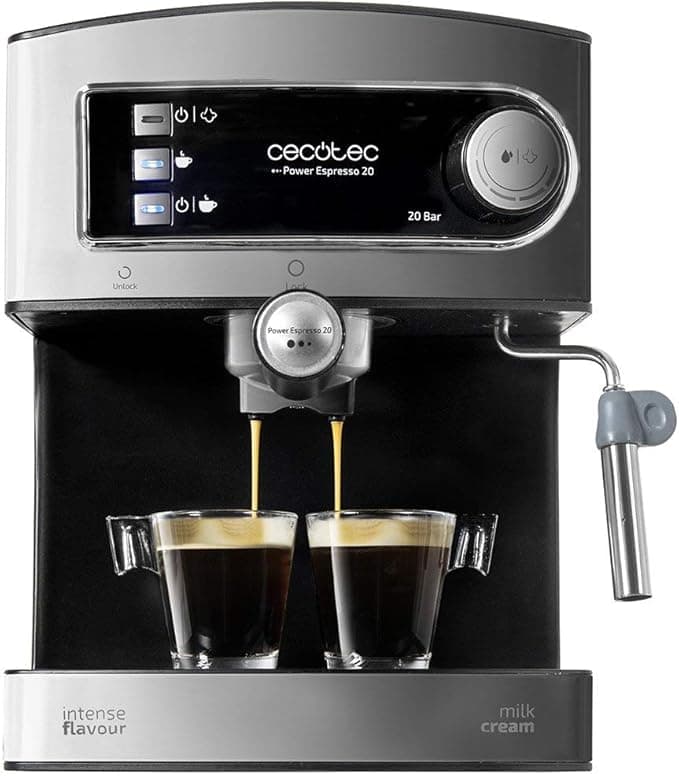 Cecotec Cumbia Power Espresso 20 Barista Aromax Espresso Makinesi, 2900W, 2 Isıtma Sistemi, 20 Bar Basınç Pompası, Manometre, Çift Çıkışlı Filtre Tutucu ve 2 Filtre (Basic)
