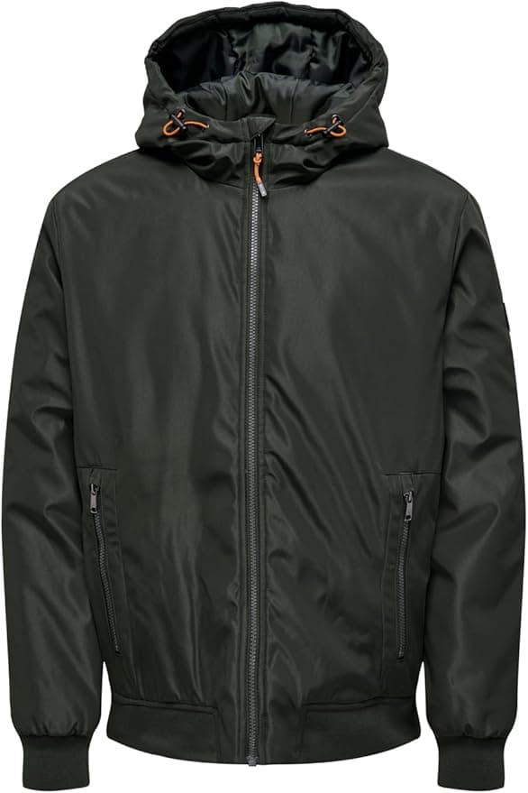 Only & Sons Erkek ONSMAZE HOOD JACKET OTW Dış Giyim, Koyu Yeşil, S