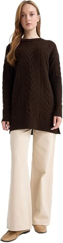 DeFacto Relax Fit Bisiklet Yaka Triko Tunik