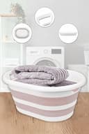 38 Litre Katlanabilir Silikon Çamaşır Sepeti, Akordiyon Tasarım, Taşınabilir Düzenleyici (PEMBE, 38 LİTRE)