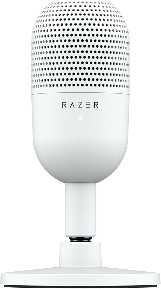 Razer Seiren V3 Mini - Ultra kompakt USB mikrofon (14 mm kondansatörlü mikrofon, süper kardiyot karakteristiği, LED göstergeli dokun-sessiz sensör, entegre amortisör, tak ve çalıştır tasarımı), Beyaz