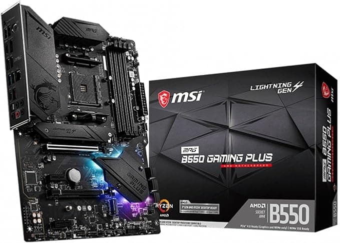 MSI Mpg B550 Gaming Plus AM4 DDR4 Bellek 4400(OC) HDMI DP M.2 USB3.2 RGB ATX, Siyah