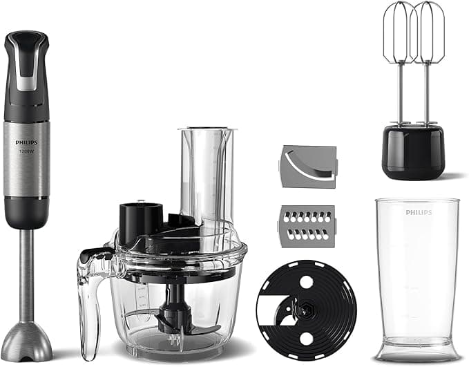 Philips 5000 Serisi El Blender - SpeedTrigger Kontrolü, 1200W Motor, Paslanmaz Çelik Bıçaklar, Bebek Maması Hazır, Mikser ve Gıda İşlemci Aksesuarları (HR2695/01)
