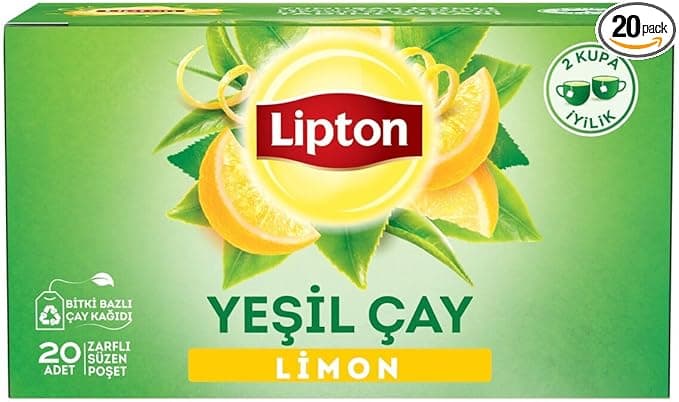 Lipton Berrak Limonlu Bardak Süzen Poşet Yeşil Çay 20'li Paket, 30 g