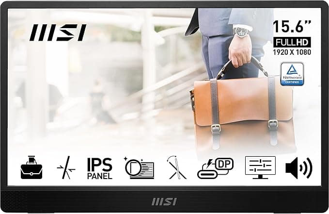 MSI 15.6" PRO MP161 E2 Kurumsal Portatif Monitör, Flat, FHD, 16:9 IPS 60Hz, 4ms, Adaptive-Sync