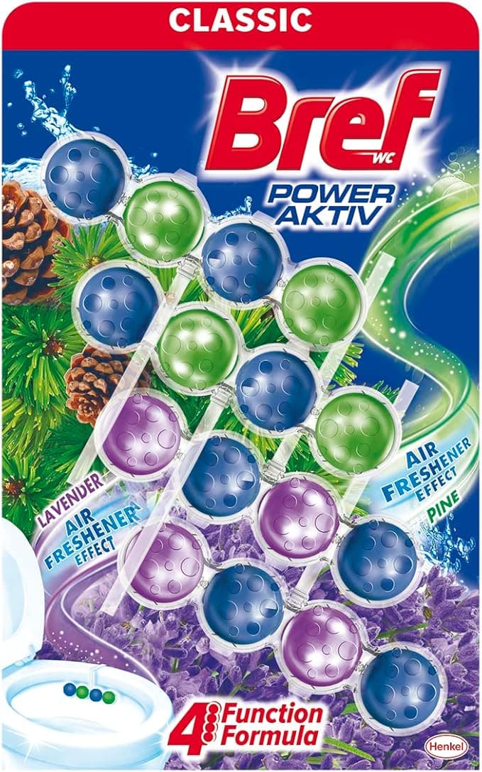 Bref Power Active Çam ve Lavanta Kokulu 4'lü Klozet Bloğu 4 x 50 g, Çam & Lavanta 4