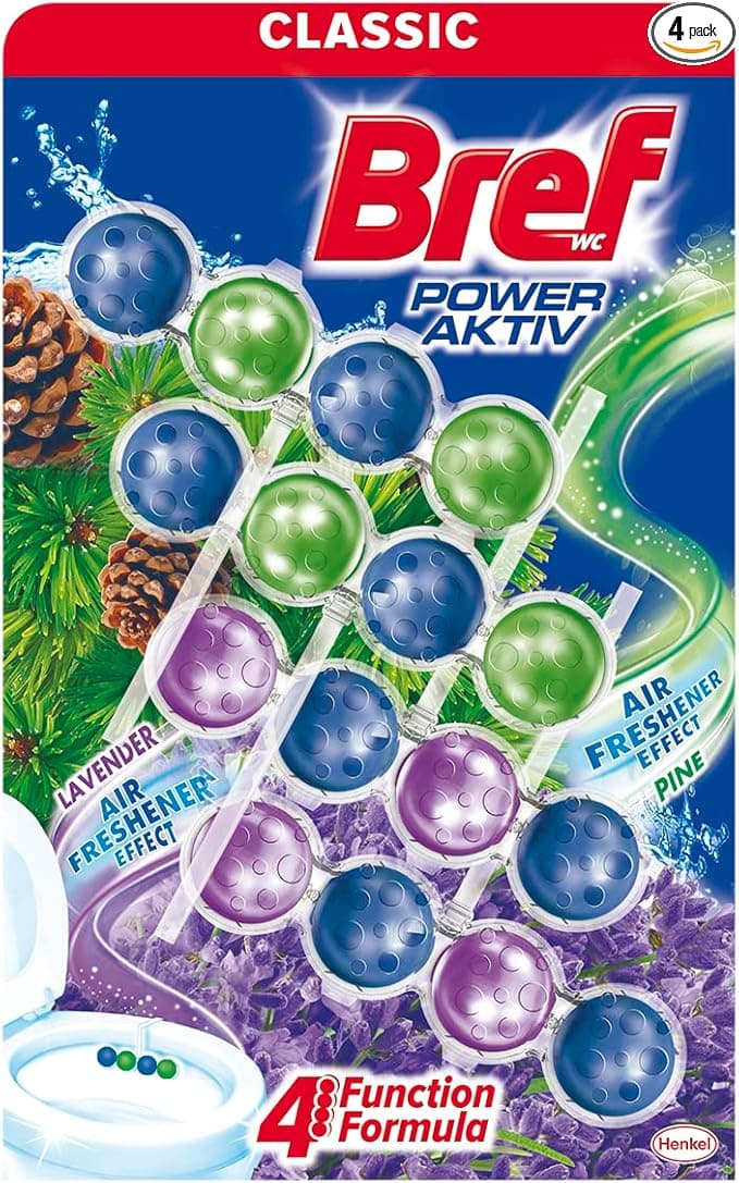 Bref Power Active Çam ve Lavanta Kokulu 4'lü Klozet Bloğu 4 x 50 g, Çam & Lavanta 4
