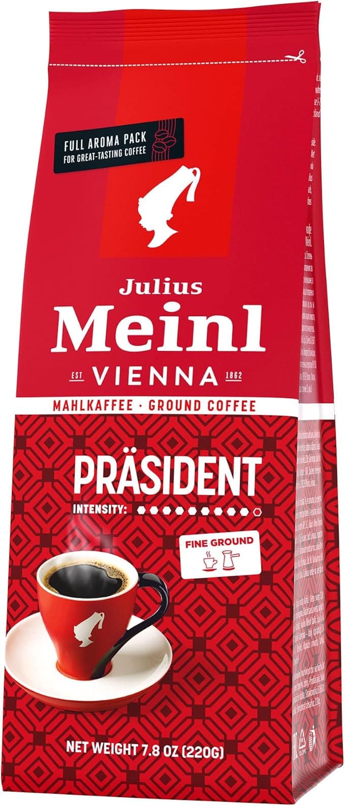 Julius Meinl Präsident Blend Öğütülmüş Filtre Kahve, Orta Kavrulmuş, Yumuşak İçim 220 g