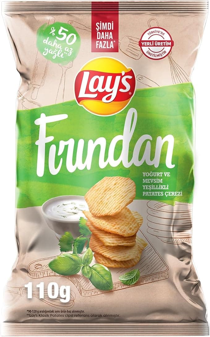 Lay’s Fırından Yoğurt ve Mevsim Yeşillikli Patates Çerezi Süper Boy 110 g