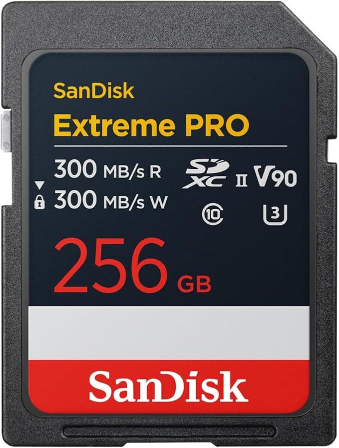SanDisk Extreme PRO 256 GB SDXC UHS-II kart, 300 MB/sn'ye kadar okuma hızı ve yazma hızı, V90, 8 K kartın profesyonel performans verileri 8K videoların kaydedilmesini sağlar