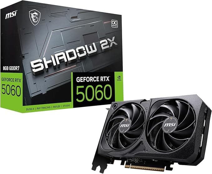 MSI GeForce RTX 5060 8G Shadow 2X OC - 8GB GDDR7 (28Gbps/128-bit), PCIe 5, Boost: 2535 Hz, HDMI 2.1b, DisplayPort 2.1b