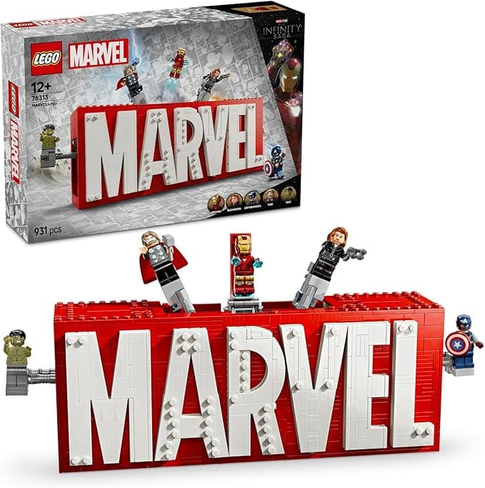 LEGO | Marvel: MARVEL Logosu ve Minifigürleri 76313 - Süper Kahraman Sevenler için Avengers Karakterleri İçeren Yaratıcı Oyuncak Yapım Seti, Doğum Günü Hediyesi (931 Parça)