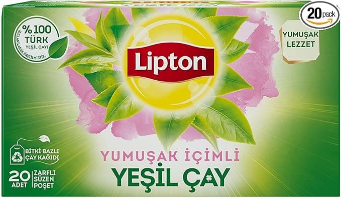 Lipton Yumuşak İçim Bardak Süzen Poşet Yeşil Çay 20'li Paket, 20 g