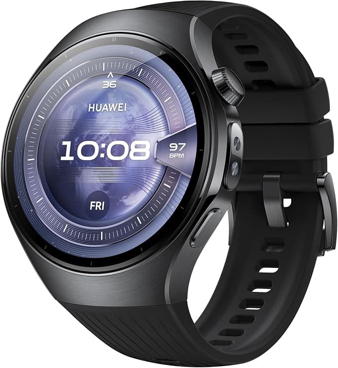 HUAWEI WATCH 5 Akıllı Saat – X-TAP Çoklu Algılama Teknolojisi, Gerçek Zamanlı Parmak Ucu Oksijen Ölçümü, Sağlık Özeti, eSIM Desteği, İki Farklı Pil Modu, iOS ve Android ile Uyumlu, Siyah