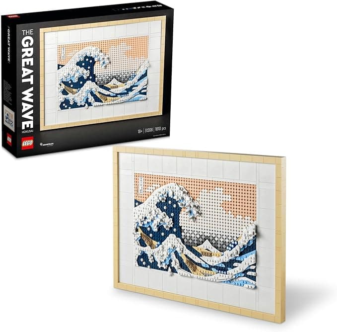 LEGO Art Hokusai Büyük Dalga 31208 – Sanatsever Yetişkinler için Yılbaşı Hediyesi Fikri, 6 Kanvas Zemin ve Hokusai'nin İmzasını Taşıyan bir Karo İçeren Yaratıcı Model Yapım Seti (1810 Parça)