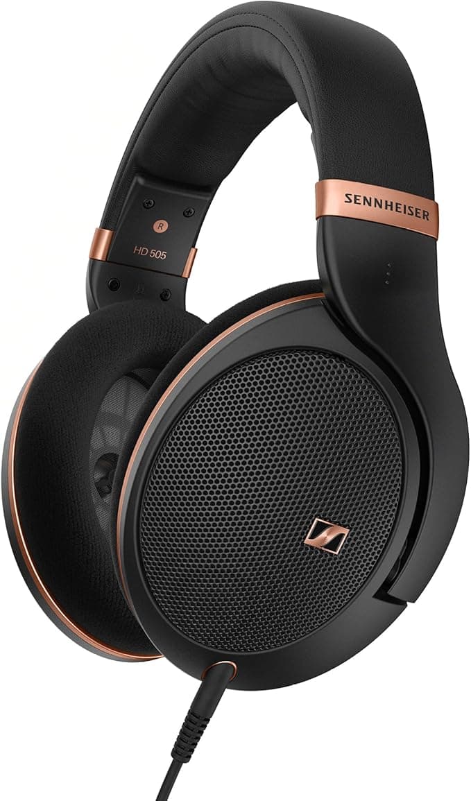 Sennheiser HD 505 Kulaklık, Kablolu, Kulak Üstü, Saf Ses ve Kontrollü Bas, Müzik, Çalışma ve Oyun için Geliştirilmiş Konforlu Hi-Fi Kulaklık – 1,80 m Kablo ve Büzgülü Taşıma Çantası Dahil – Bakır