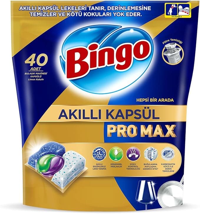 Bingo Akıllı Kapsül Pro Max Bulaşık Makinesi Deterjanı Tableti 40'lı