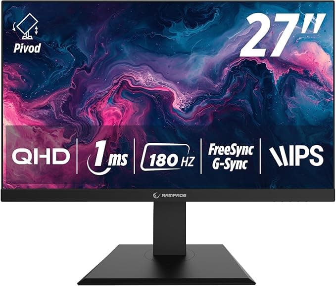 Rampage MIRACLE MC27RQ180 27'' 180Hz 1ms Fast IPS QHD 2K HDR Freesync Pivot PC Flat Oyuncu Monitörü