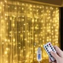 ROBEVE 3x3 Metre Peri Led Kumandalı Perde Asma Kancalı Peri Led Yılbaşı Led Gün Işığı Led Işık 8 Modlu Parti Işığı Dekoratif Işık Led Saçak Led Işık Perde Led Yılbaşı Dekorasyon