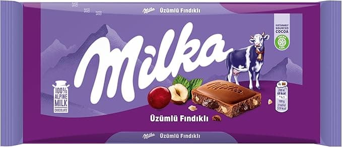 Milka Tablet Çikolata Üzüm Fındıklı 80 gr – 1 Adet