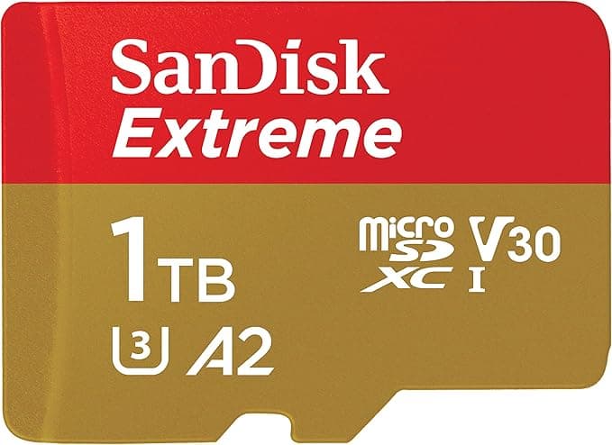 SanDisk Extreme microSD UHS I Card 1TB for 4K Video on Smartphones, Action Cams & Drones 190MB/s Read, 130MB/s Write, Lifetime Warranty