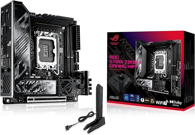 ASUS ROG STRIX Z890-I GAMING WIFI Intel Z890 LGA1851 DDR5 9200 HDMI 2xUSB4 2x M2 USB3.2 WiFi 7 + BT AURA RGB 2.5Gbit LAN Mini ITX 10+1+2+1 Güç Aşamaları, Thunderbolt 4, Anakart