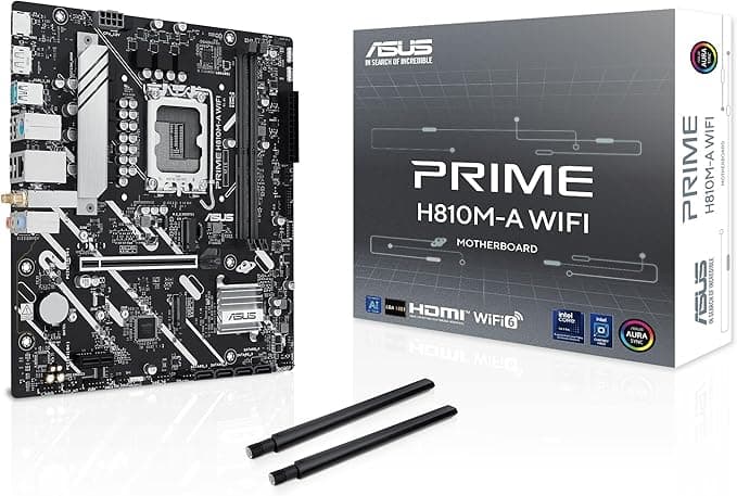ASUS PRIME H810M-A WIFI Intel H810 LGA1851 DDR5 6400 DP HDMI Çift M2 USB3.2 AX WiFi + BT AURA RGB mATX 6+1+1+1 Güç Aşamaları, ASUS 5X PROTECTION III, Ready for Advanced AI PC
