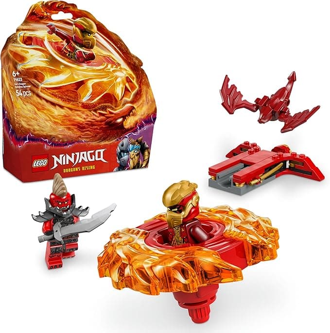 LEGO NINJAGO Kai’nin Ejderha Spinjitzu Topacı 71823-6 Yaş ve Üzeri Çocuklar için 2 Ninja Minifigürü İçeren Yaratıcı Oyuncak Yapım Seti, Doğum Günü Hediyesi (54 Parça)