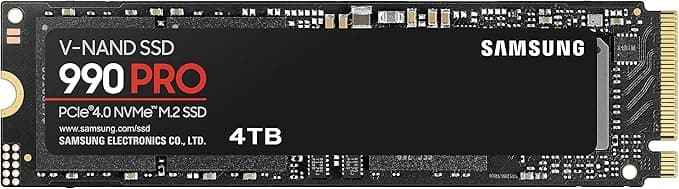 Samsung 990 PRO NVMe M.2 SSD, 4 TB, PCIe 4.0, 7.450 MB/s okuma, 6.900 MB/s yazma, dahili SSD, oyun ve video düzenleme için, MZ-V9P4T0BW