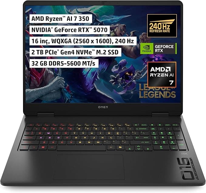 HP Omen 16 | NVIDIA® GeForce RTX™ 5070 8GB | AMD Ryzen™ AI 7 350 | 32 GB DDR5 RAM | 2 TB PCIe® Gen4 NVMe™ M.2 SSD | 16 inç 60-240 Hz 3 ms IPS Ekran | FreeDOS | Oyun Bilgisayarı | C12CHEA