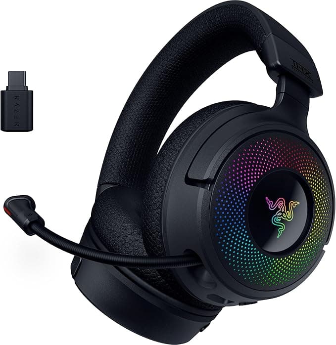 Razer Kraken V4 - Kablosuz Oyun Kulaklığı (3 Modlu Bağlantı, TriForce 40mm Sürücüler, 9 Bölgeli RGB Kulaklık Aydınlatması, Mix & Volume ayarları, THX Spatial Audio) Siyah