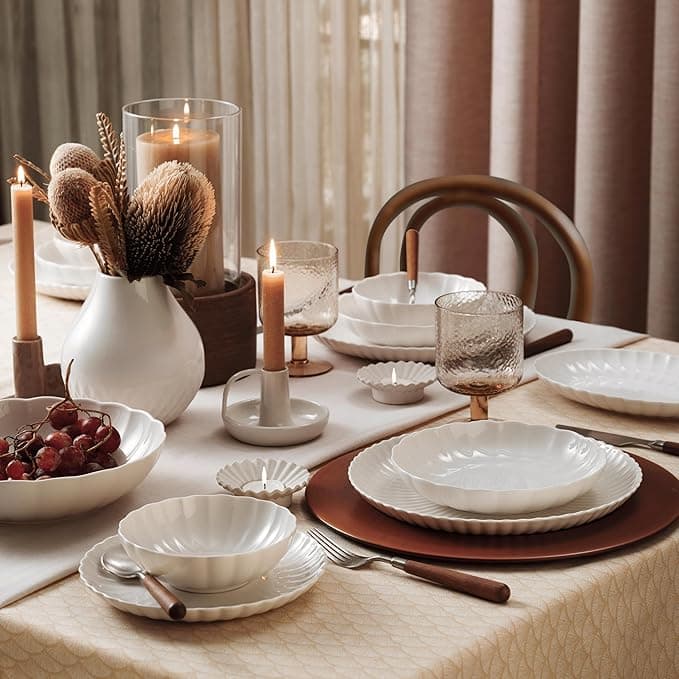 Kütahya Porselen Bone Luz Form 18 Parça 6 Kişilik Yemek Takımı Beyaz