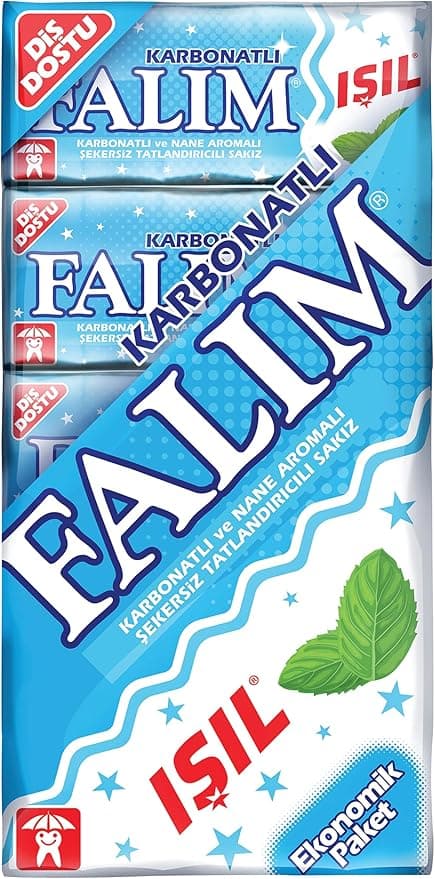 Falim 5'li Paket Işıl Karbonat ve Nane Aromalı Şekersiz Sakız 40 gr