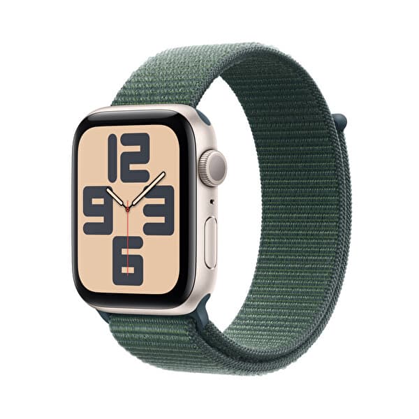 Apple Watch SE GPS 44mm Yıldız Işığı Alüminyum Kasa ve Göl Yeşili Spor Loop